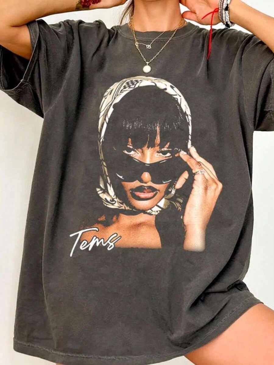 Tems Graphic Tee - Black - View 1