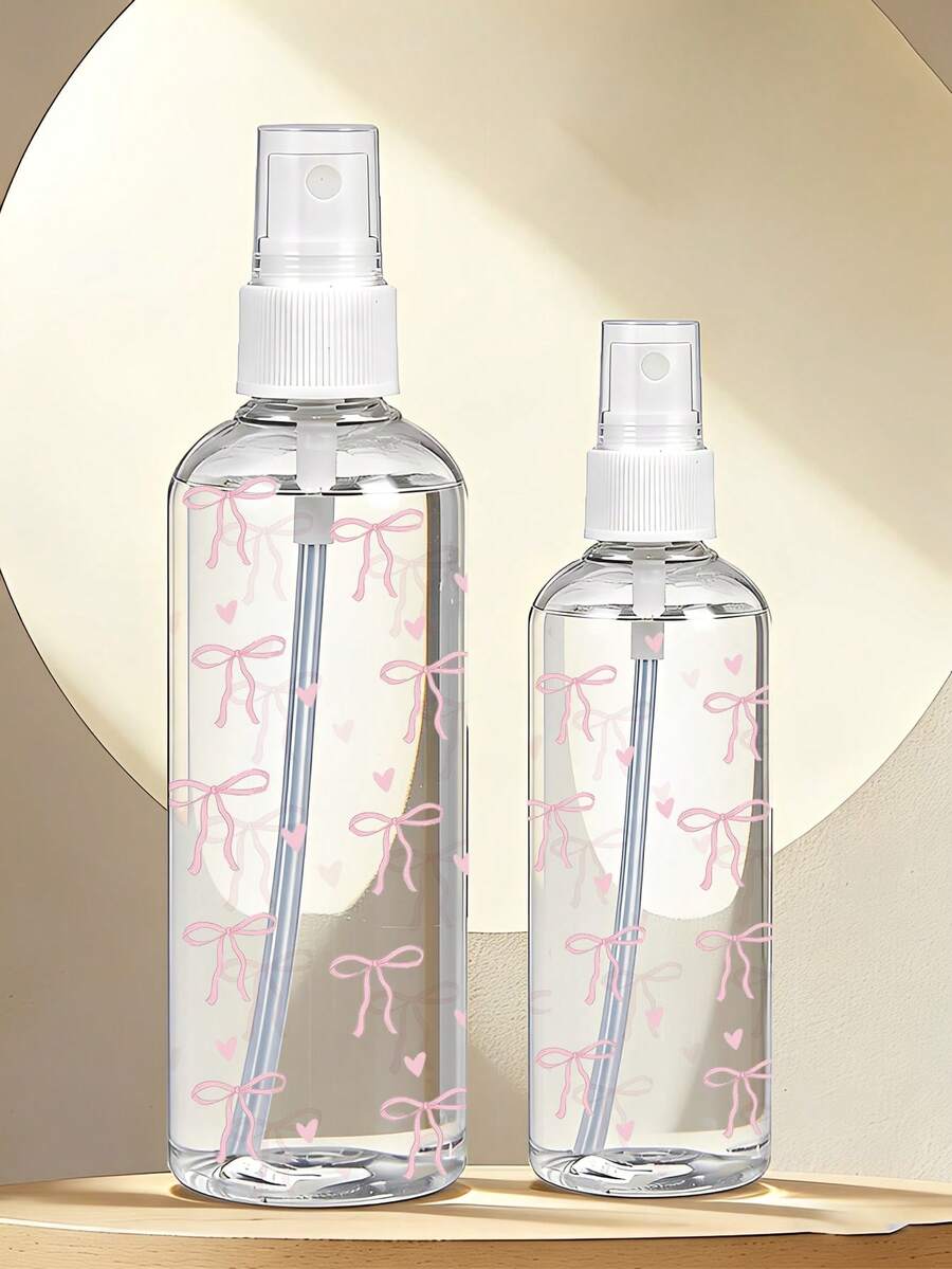 Bow Tie Pattern Refillable Transparent PET Travel Spray Bottle, Multi-Purpose Fine Mist Sprayer Bottle, Suitable For Travel And Business, Can Be Used As Makeup Remover Spray, Reusable Hair Mist Bottle, Continuous Spray Bottle, Also For Hair Styling, Cleaning, Plant Misting And Facial Hydration - Multicolor - View 1