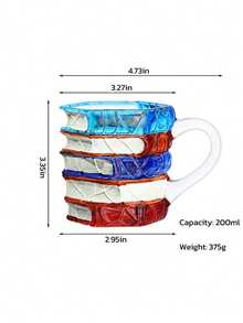 1 Stück farbig bemalte buchförmige Tasse, neuartiger 3D bemalter Buch-Kaffeebecher, einzigartiger farbiger Glas-Bücherstapel Kaffeebecher, Geschenk für Leser, Bibliothekare, Literaturliebhaber - Verschiedenfarbig - Übersicht 9