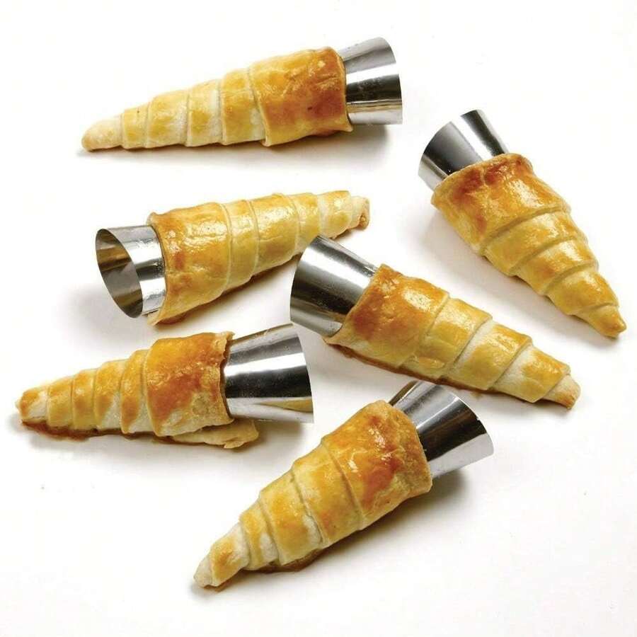 10/20/30件装不锈钢牛角面包模具，烘焙模具，适用于制作派对甜点，如牛角面包、巧克力牛角面包、奶油卷、冰淇淋蛋筒等。 - 銀色 - 查看 1
