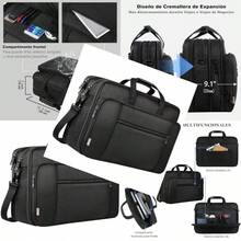 dftyTaygeer Portafolio para Hombre Maletin Laptop 17 Pulgadas Impermeable Mochila Ejecutiva con Diseño Expandible y Resistente Bolsa Portatil Maleta de Trabajo Negrohfgyr - Multicolor - Ver 1