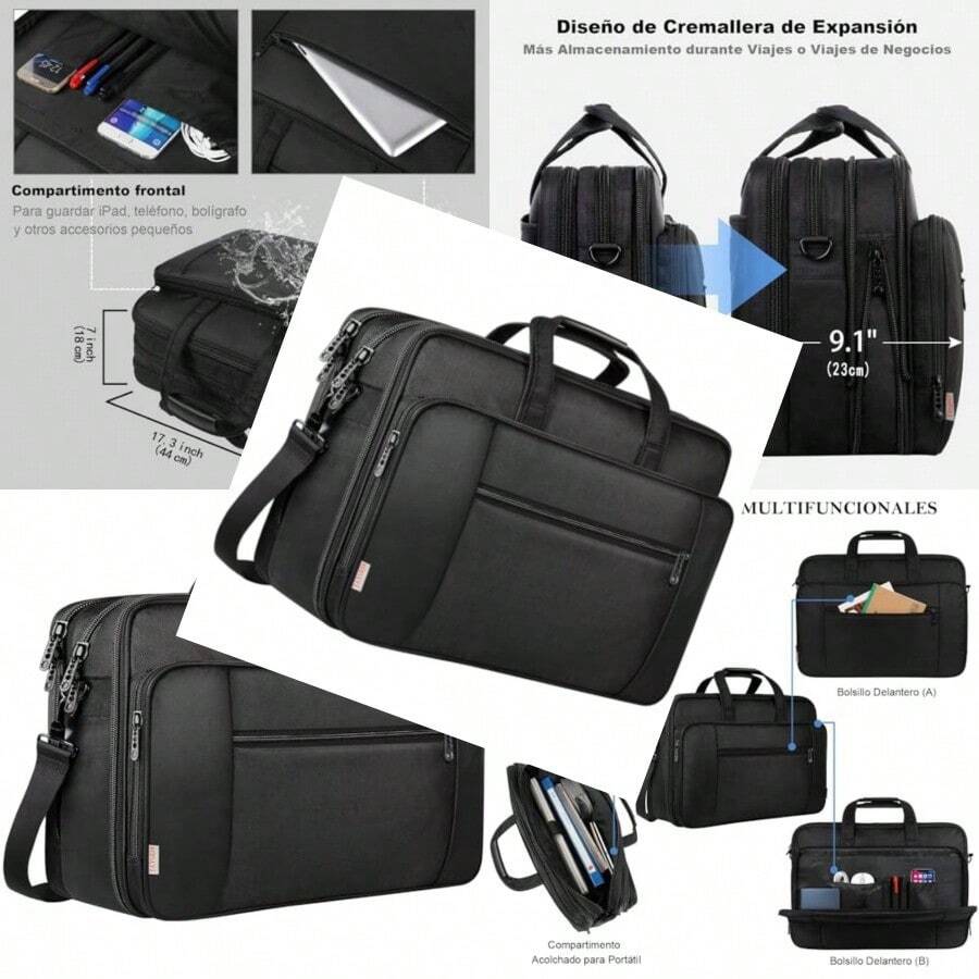 dftyTaygeer Portafolio para Hombre Maletin Laptop 17 Pulgadas Impermeable Mochila Ejecutiva con Diseño Expandible y Resistente Bolsa Portatil Maleta de Trabajo Negrohfgyr - Multicolor - Ver 1