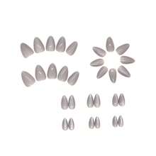 4 Boxes 96Pcs Short Squoval Press On Nails Magnetic Cat Eye Solid Gray Press On Nails, 30PCS Almond False Nails, Elegant & Minimalist Removable Fake Nails For Women & Professionals, Easy Apply & Ready-To-Wear For Daily, Office, Wedding & All Season Manicure.Poly Gel Nail Kit,Nail Charm,Valentine,Fake Nails Press On,Cute Nails,Y2k Nails. - 灰色243 - 查看 5