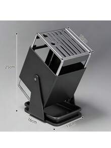 Knife Block Stainless Steel, 30° Rotatable Knife Block 9-Slot Universal Knife Holder,Knives Holder For Kitchen Knives Countertop Storage (Gun Grey)