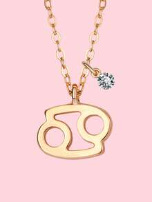 1条十二生肖锌合金镀金项链，适合作为生日礼物和青少年日常时尚配饰 - 金黃色 - 查看 3