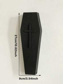 1pc/2pcs Gothic Coffin Wall Hanging Vase, Black Cross Wooden Wall Mounted Planter, Home Decor, Eerie Gothic Vase, Wall Hanging Plant Holder, Mystical Occult Aesthetic Decor, Living Room Bedroom Gothic Shelf Decor, Fashionable Dark Gothic Vase, Handmade Wooden Coffin Vase