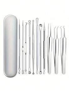 4/11 Stücke Mikronadelakneentfernungs-Werkzeugsatz, professioneller Edelstahl Mitesserentferner Multifunktions-Aknereinigungskit, Tiefenreinigung und Hautreinigungsaknewerkzeuge - Schönheitstools, Y2K, Goth Reiseaccessoires, Make-up Tasche Valentinstag Geschenk für sie, Hautpflege Reiniger Make-up Set - Verschiedenfarbig - Übersicht 5