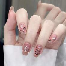 4 Boxes 96Pcs Short Squoval Press On Nails 24PCS Medium Long Hearts, Stars & Bunny Press On Nails, Cute Oval False Nails For Girls, Teens & Young Women, Playful & Sweet Removable Nail Stickers For Daily, Party, School, Birthday Gifts.Fake Nail,Kit De Uñas,Kit De Uñas,Winter Nails,Nail Charm,Gel X Nails,Gifts For Women. - Hồng 352 - Xem 10