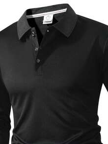 3 chiếc áo thun polo tay dài màu trơn nhẹ thoáng khí phong cách bạn trai dành cho nam, chạy bộ, tập thể dục, mùa xuân/thu - Nhiều màu - Xem 5