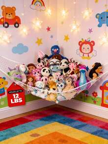 2pcs Plush Animal Hanging Hammock | Corner Hanging Storage Rack, Plush Animal Storage Net | Made Of High-Quality Fishing Net, Can Hold 12 Lbs, Cute Room, Bedroom And Home Decor - Multicolor - View 1