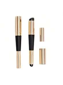 双头硅胶唇刷，啫喱质地，带盖，唇膏刷，适用于腮红、修容、遮瑕、轮廓、眼妆和唇妆，1支装 - 黑色 - 查看 2