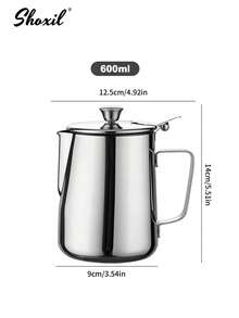 shoxil 1个带盖不锈钢奶泡器，多功能家用咖啡容器，带嘴咖啡壶，手动咖啡机，水壶，返校必备 - Pot - 查看 11