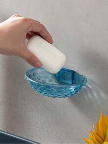 1pc Transparent Soap Dish, Bathroom Wall Mounted Soap Holder, No Drilling Required