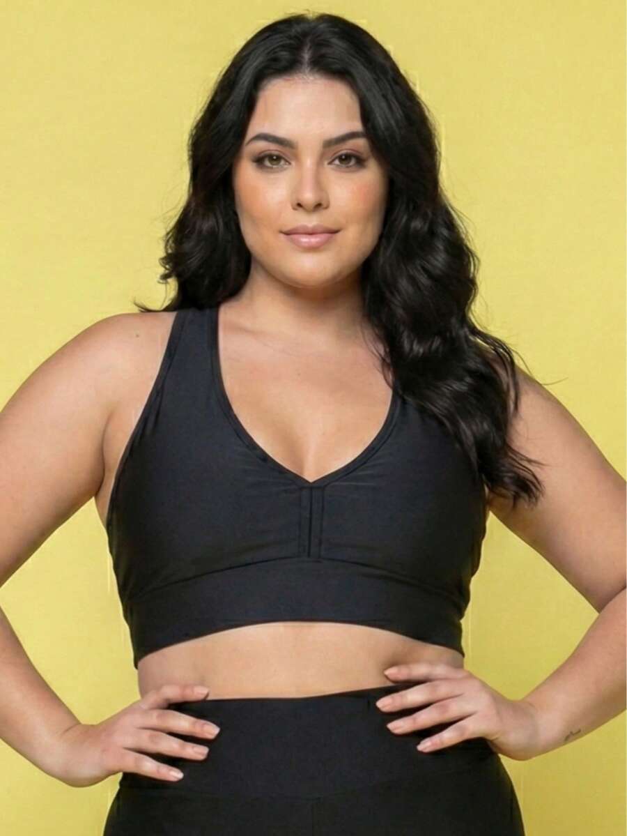 Top Feminino Plus Size Nadador com bojo Cropped Suplex Poliester Grosso Academia G1 G2 G3