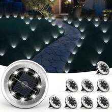 1/4/8个太阳能地埋灯户外装饰 - 8颗LED景观灯，适用于花园草坪庭院，防水节日装饰照明 - 白光 - 查看 7