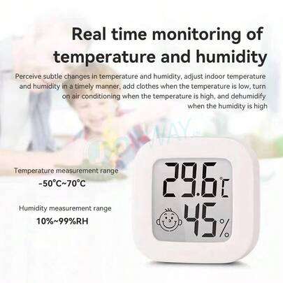 Mini Thermometer Hygrometer, Indoor Electronic Temperature Humidity Meter For Reptiles, Home, Baby Room, White Digital Indoor Thermometer Hygrometer