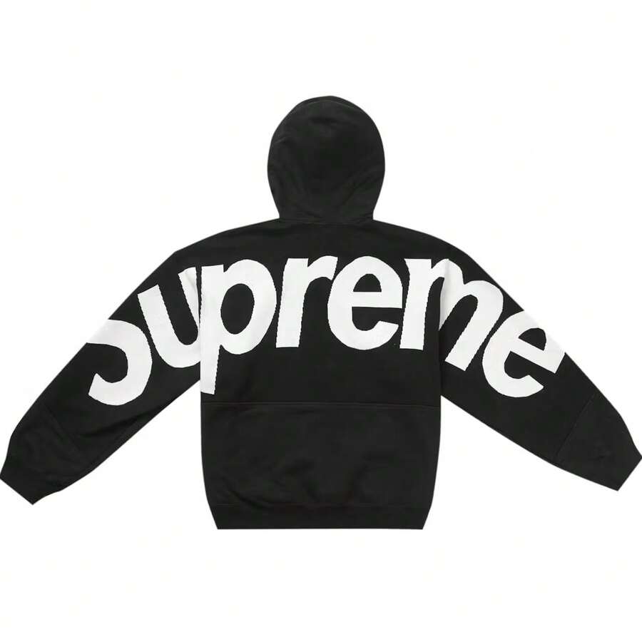 Supreme Big Logo Jacquard Hooded Sweatshirt | Premium Heavyweight Crossgrain Fleece Hoodie | Authentic Streetwear Pullover Outerwear Black - 黑色連帽衫 - 查看 1
