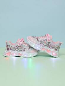 1双时尚LED发光透气网面运动鞋，男女童皆宜 - 休闲、减震、四季皆宜防滑户外跑步和步行鞋 - 粉色 - 查看 2