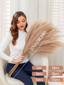 50/30/20/10 株人造蒲苇草，蓬松柔软，装饰花卉摆设，适合波西米亚风家居装饰、婚礼、情人节、生日、毕业典礼、秋季装饰，人造植物 - 褐色 - 查看 21