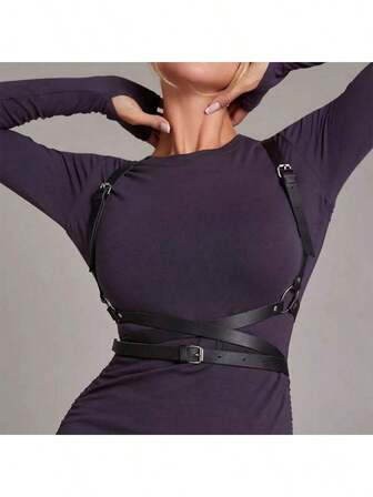 1 pieza Arnés de estilo gótico sexy con espalda en X para mujer, ajustable, adecuado para uso diario, citas y fiestas