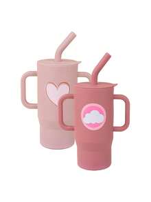 210ml Baby Silicone Sippy Cup, Anti-Leak Anti-Drop, Toddler Water Training Cup With Cute Pattern Straw, Detachable & Easy To Clean, Recommended As Christmas & New Year Holiday Gift - Multicolor - View 19