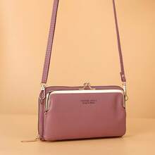 Bolso bandolera de gran capacidad con doble capa para teléfono de mujer - Rojo - Ver 5