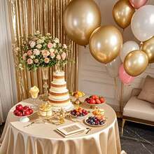 1pc Soft Rose Gold Round Satin Tablecloth, 57 Inch Small Size, Suitable For Dates, Engagements, Ceremonies, Valentine's Day, Anniversaries - Multicolor - View 8