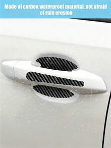 8pcs Carbon Fiber Acrylic Car Door Handle Stickers, Car Door Handle Scratch Protectors, Universal Auto Doors Handles Paint Guard Cover, Doors Handles Cup Protective Film For Cars, Non-Marking Auto Door Handle Protective Film, Waterproof, Durable, Easy-To-Install Protective Covers, Car Decorations, Universal For Most Car Handles