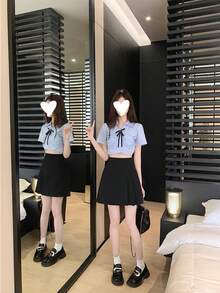 New Women's Spring/Autumn Skirt, Korean Style, Pleated, Slim, Mini Skirt, Versatile A-Line Skirt - Black - View 4