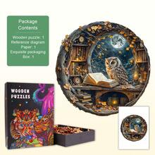 1件装月光读者木制拼图，不对称动物造型木制拼图玩具，独特派对游戏礼物，装饰艺术拼图，桌面魔法拼图，创意儿童益智拼图，节日礼物，成人木制拼图，感恩节/新年/生日礼物（2D拼图） - 彩色 - 查看 6