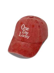 1 pieza Gorra de béisbol bordada "One Day Lucky" para hombres, estilo americano versátil y retro de ala ancha, streetwear de alta gama - A - Ver 7