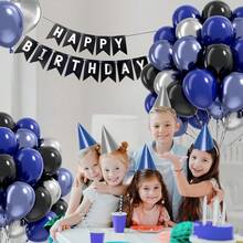 28个/48个装10英寸金属蓝、黑色、宝石蓝、金属银乳胶气球，适用于生日派对、婚礼装饰、周年纪念、新年场景布置、单身派对、气球拱门装饰、性别揭晓派对、毕业典礼、新娘送礼会、情人节场景装饰、返校季、气球派对、摄影道具、签到照片氛围背景、静物装饰等各种室内外场景。 - 金屬藍和黑色 - 查看 3