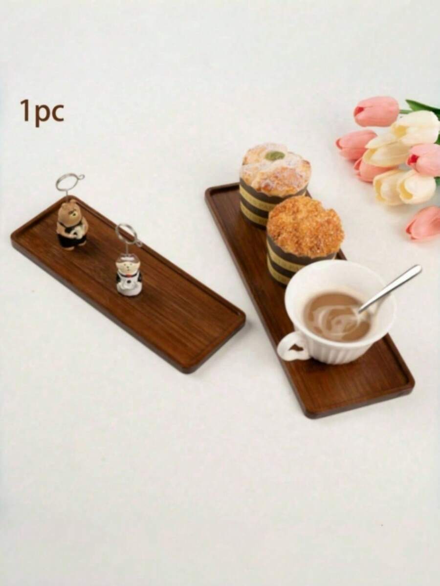 1pc Bamboo Tray, Wooden Tray, Coffee Table Tray With Legs, Vanity Tray, Suitable For Holding Food, Coffee, Snacks - Back To School Season - Brown - View 1