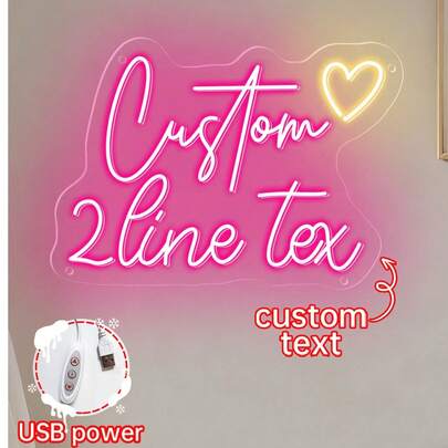 Personalizowana dekoracja świetlna z neonu LED – ściemnialny neonowy znak USB, spersonalizowana dekoracja ślubna, prezent z okazji błogosławieństwa, tekst na neonowym znaku świetlnym, regulowana jasność, łatwa instalacja, odpowiednia na ślub, rocznicę, urodziny, walentynki, dekoracja ścienna, prezent na Dzień Matki