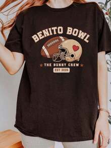 1Pcs,2026,Benito Bowl Here For The Benito Bowl Show Benito Bowl 2026 Shirt Half Time Show Football Party Game,Vintage Summer Tops For Women - Black 2 - 查看 1