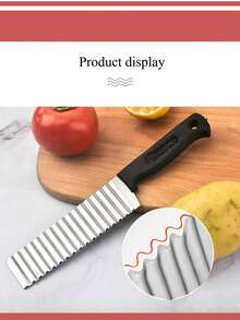 1 pieza Cortador de patatas ondulado, Juego de cuchillos para freír patatas de acero inoxidable, Apto para uso en la cocina - Negro - Ver 5