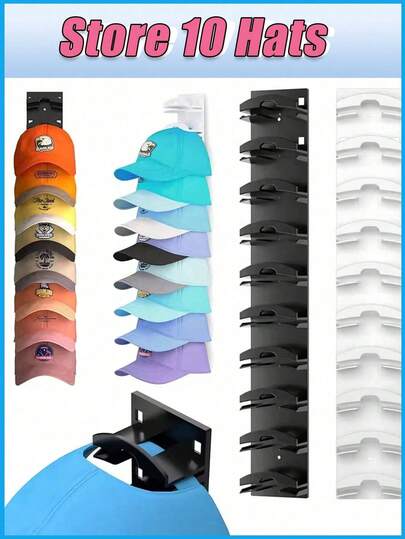 Heavy Duty Baseball Cap Holder Wall Mount Rack - Strong Load Bearing, Comes With Adhesive And Screws, Large Capacity Hanging Storage Box, Suitable For Home And Wardrobe Use