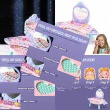 NA 2 Pcs Play Maquillaje para Niñas - Real Little Girls Juego de Maquillaje Tocador de Juguete Juguetes de Maquillaje Lavables de Princesa con Espejo para niños Juego de simulacion MaquillajeConveniente y duradero, favorito para niños - Multicolor - Ver 1