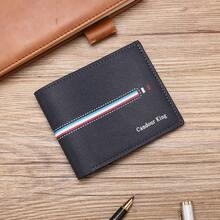 Cartera corta para hombres multifuncional conúltiples ranuras para tarjetas, tarjetero y clip para dinero - Marrón claro [diseño de letras impresas] - Ver 4