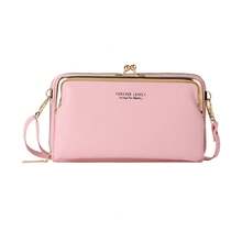 Bolso bandolera de gran capacidad con doble capa para teléfono de mujer - Rojo - Ver 12
