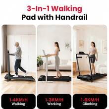 Homefitnesscode 5% Incline Walking Pad Treadmill With Foldable Handrail, Portable Compact Flat Mini Small Fold Away Running Machine, Quiet 2.5 HP Motor, LED Display Remote Control, For Home Office Gym - UK Plug(220-240V) - View 8