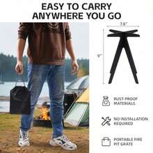 Rejilla portatil para fogatas de camping Rejilla pequeña para sostener utensilios de cocina hoyos de fuego verticales originales de madera rejilla de pozo de fuego resistente para hoyos de fuego - como en la foto - Ver 2