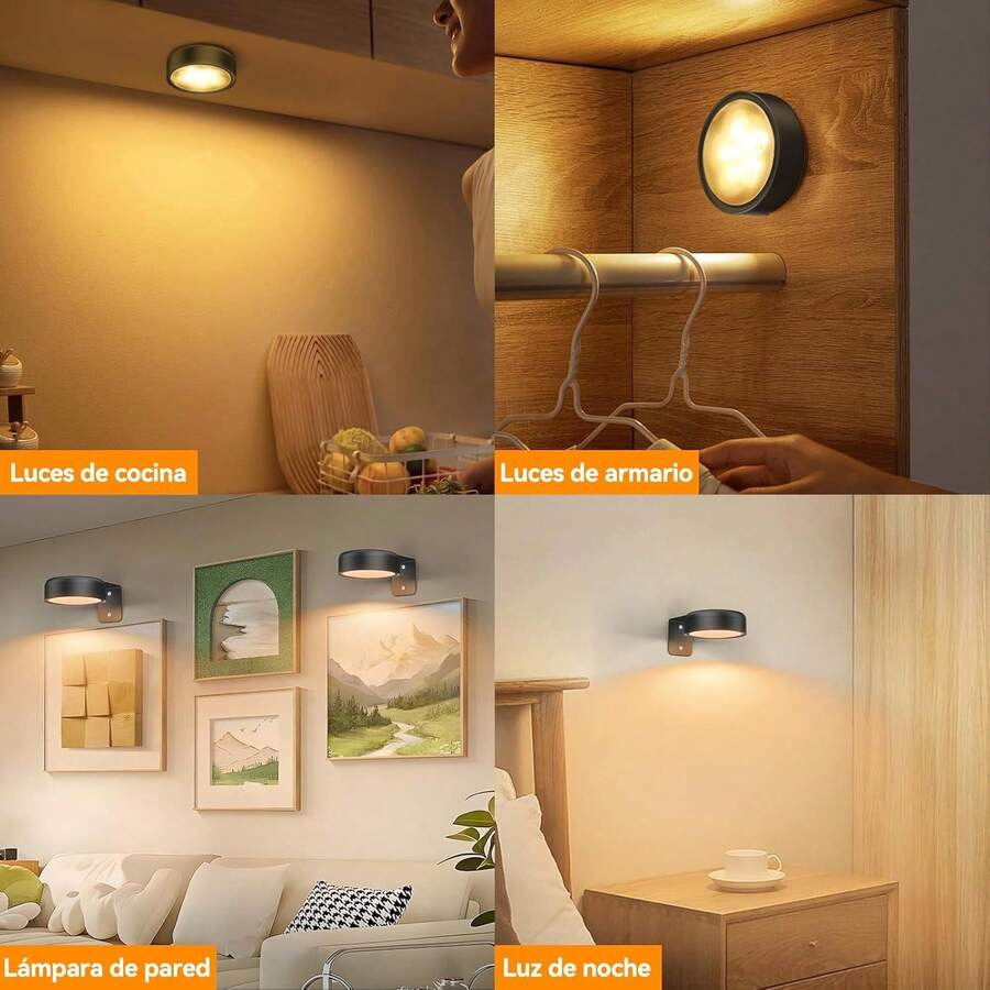 Lampara para Cuadro de Pared LED Recargable 3 Pack, 13 Color RGB Luces Debajo de Armario, 1600mAh Luz de Noche con Remote Control,lampara inalambrica para Sala y Dormitorio (Nergo) - Nergo - Ver 1