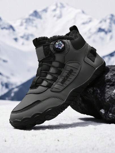L.S.W.P Men's Outdoor Fleece Five Finger Hiking Boots - Comfortable, Fashionable, Lightweight Sole, Suitable For Hiking, Fitness, Daily Wear - Outdoor Sports Shoes, Warm Insole, All-Weather Casual Shoes, Training Shoes, Fashionable Mid-Calf Boots, Durable And Wear-Resistant, Suitable For Outdoor Sports In Winter