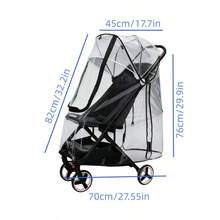 1pc Baby Stroller Rain Cover, EVA Material, Transparent, Windproof, Rainproof, Dustproof, Snowproof, High Transparency, Soft, Easy Installation, Bidirectional Zipper, Fits 95% Stroller Models, All Season Use - Clear - View 2