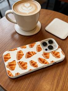 1个羊角面包图案哑光质感防震保护手机壳，兼容 17/16/15/14/13/12/11/Pro/Pro MAX/Plus，送给情侣、家人和朋友的绝佳礼物 - 米色 - 查看 4