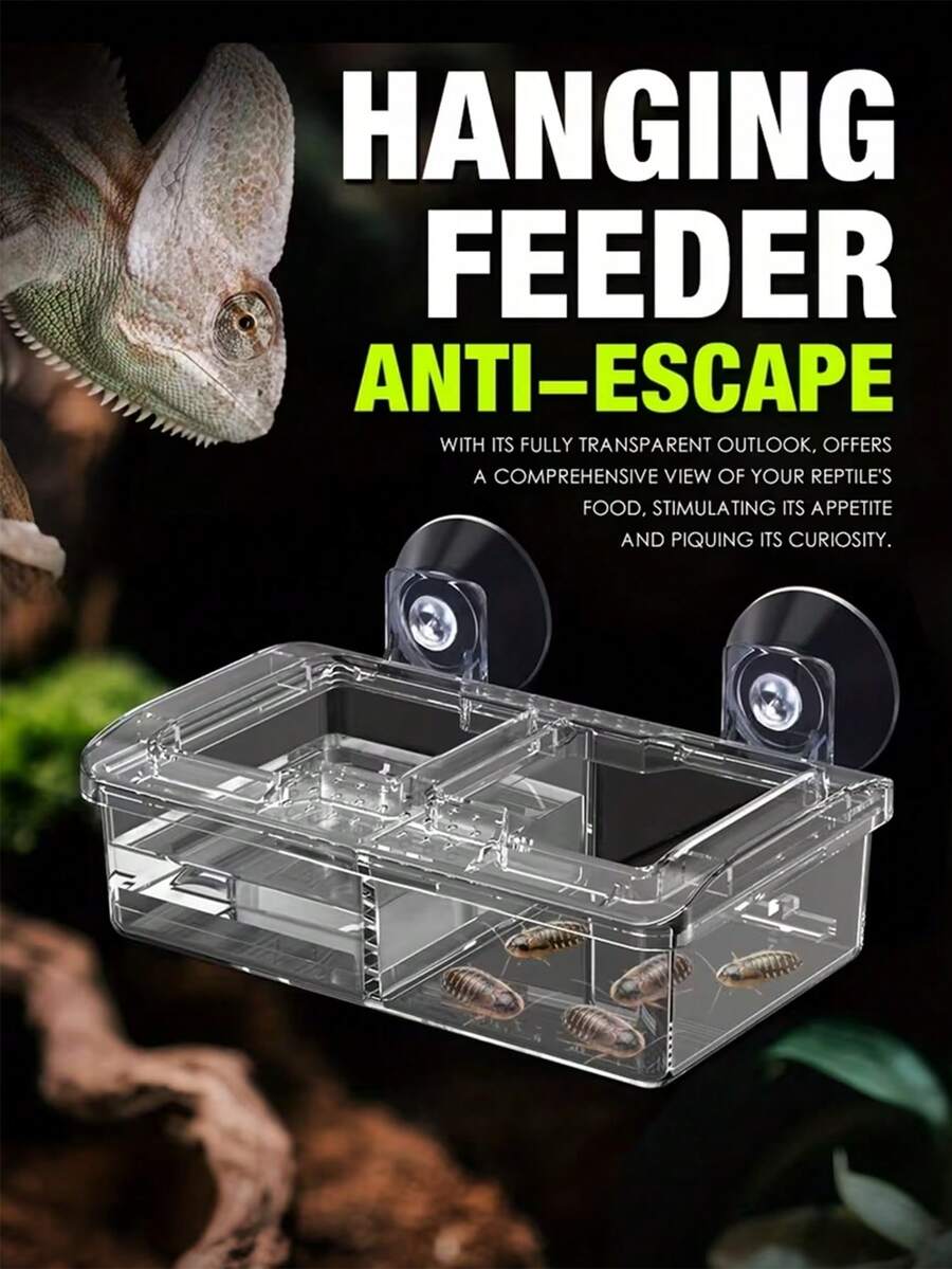 2-In-1 Reptile Hanging Food & Water Bowl With Suction Cup, Escape-Proof Design, Suitable For Geckos, Lizards And Other Amphibious Pets - Style A - View 1