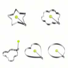 鸡蛋模具、鸡蛋圈模具、煎饼模具、DIY鸡蛋烹饪模具、创意鸡蛋模具、可爱鸡蛋模具、不锈钢鸡蛋圈模具、面包模具、厨房配件、心形、星形、花朵形、圆形金属早餐造型工具套装（适用于家庭烹饪）、鸡蛋烹饪工具、房车厨房小工具 - 銀色 - 查看 13