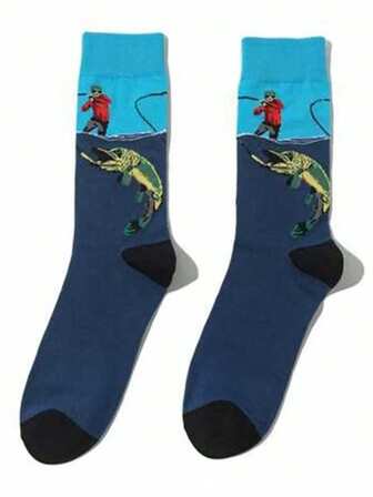 ถุงเท้าตกปลาทรงหล่อสำหรับผู้ชายและเด็กผู้ชาย 1 คู่ เหมาะสำหรับพักผ่อนในชีวิตประจำวัน ถุงเท้าที่เสริมโชคในการตกปลา ของขวัญที่สมบูรณ์แบบสำหรับงานปาร์ตี้และกิจกรรมทางสังคม ถุงเท้าที่ต้องมีในฤดูใบไม้ร่วงและฤดูหนาวสำหรับผู้ชายและผู้หญิง