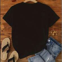 Women's Black Short-Sleeved Crew Neck T-Shirt In A Cotton Blend With A Sporty Cartoon Print. Regular Fit, Ideal For Casual Wear. - 白色 - 查看 2